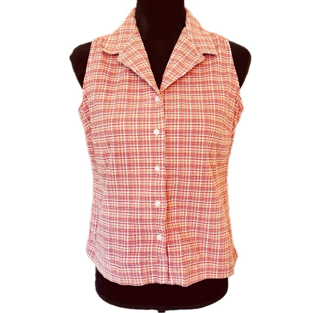MOUNTAIN LAKE Sleeveless Plaid Button Down Tank Top Blouse Size Medium